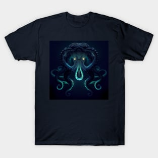 Sea Monster Turquoise, dark navy background T-Shirt